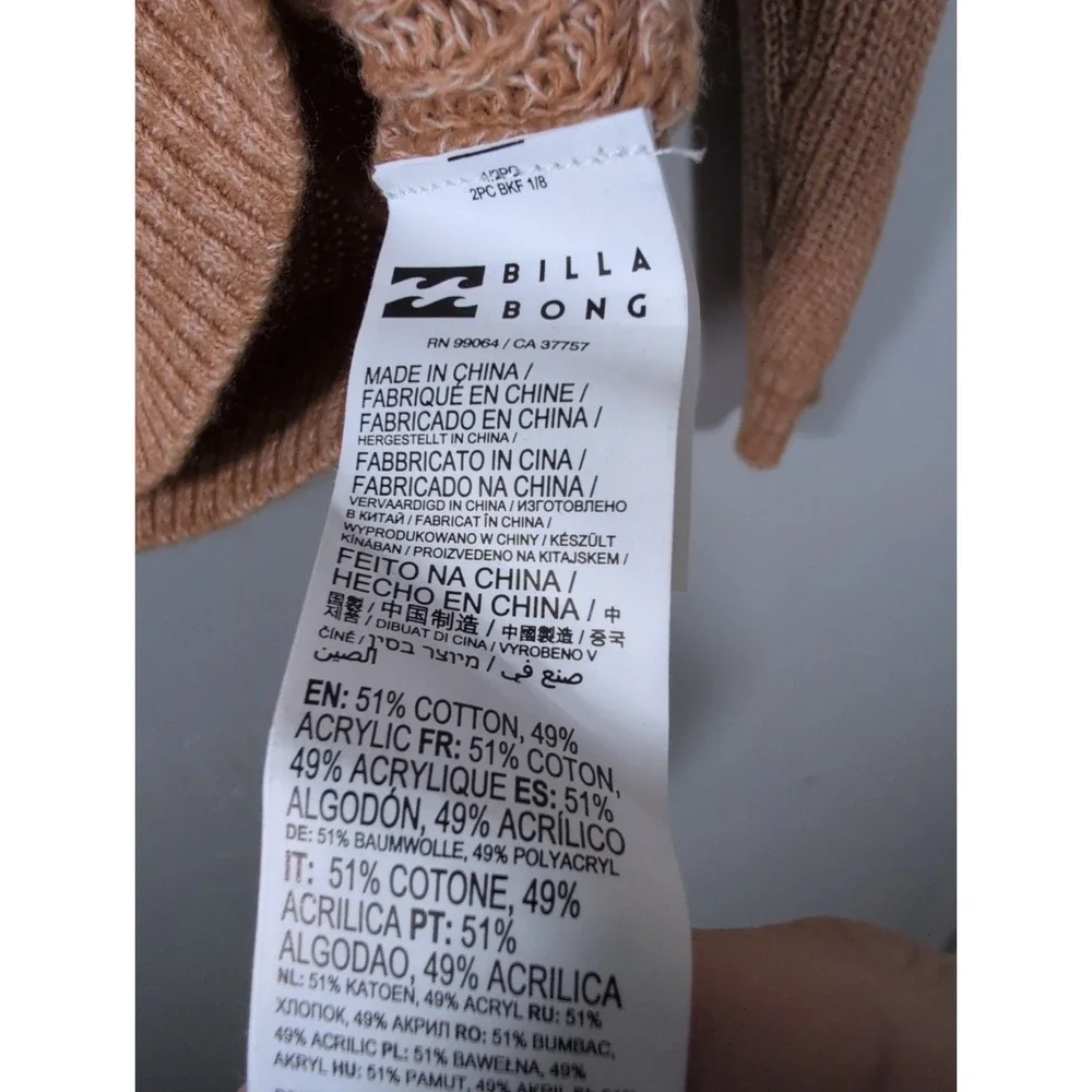 Billabong Sweet Bliss Surplice Sweater Size Medium Brown Open Knit V-Neck
